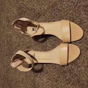 Tan colored heels with ankle strap
